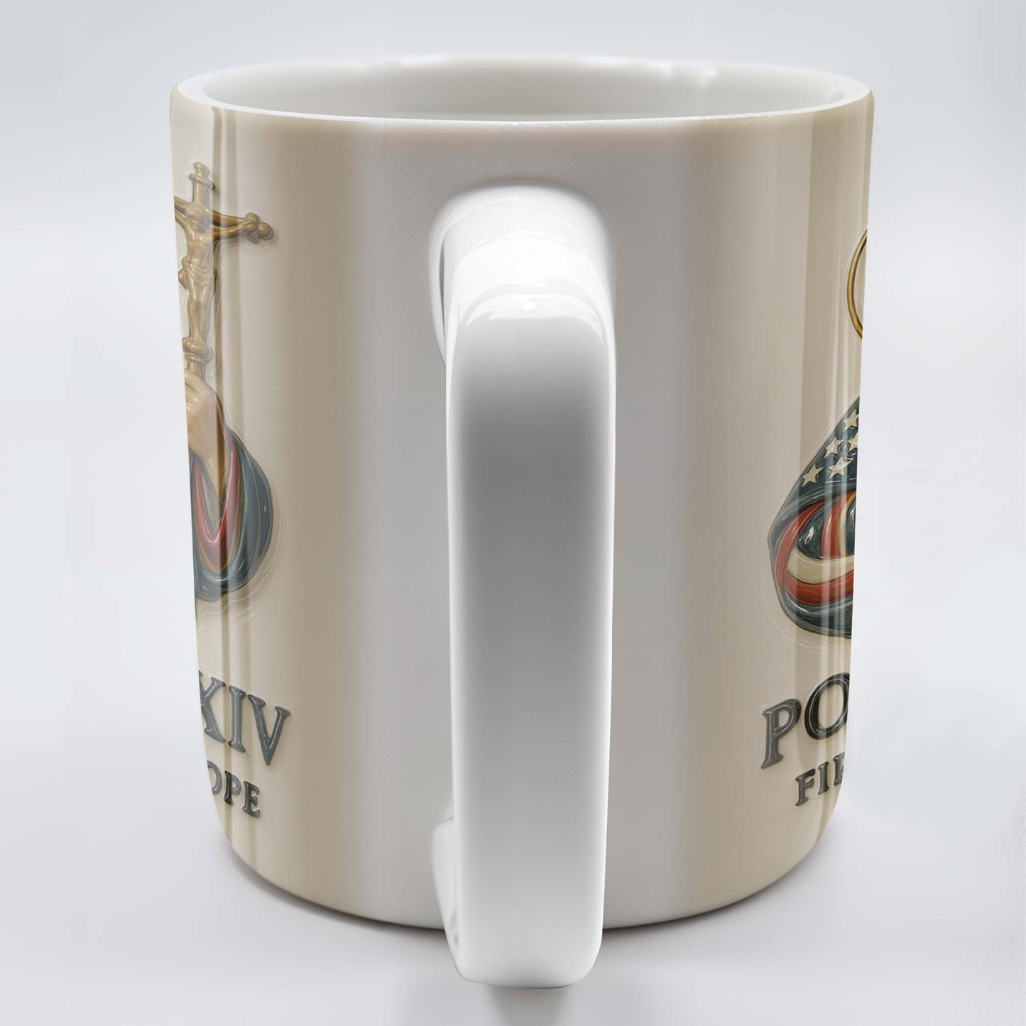 Pope Leo XIV First American Pope, Pope With American Flag And Cross - Personalized Custom Coffee Mug - FTH091_MG