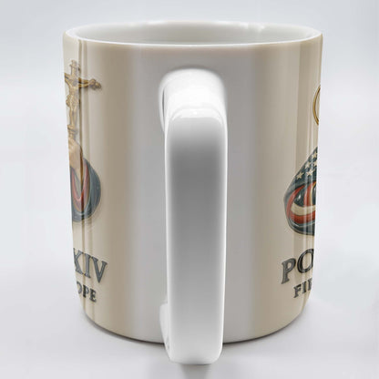 Pope Leo XIV First American Pope, Pope With American Flag And Cross - Personalized Custom Coffee Mug - FTH091_MG