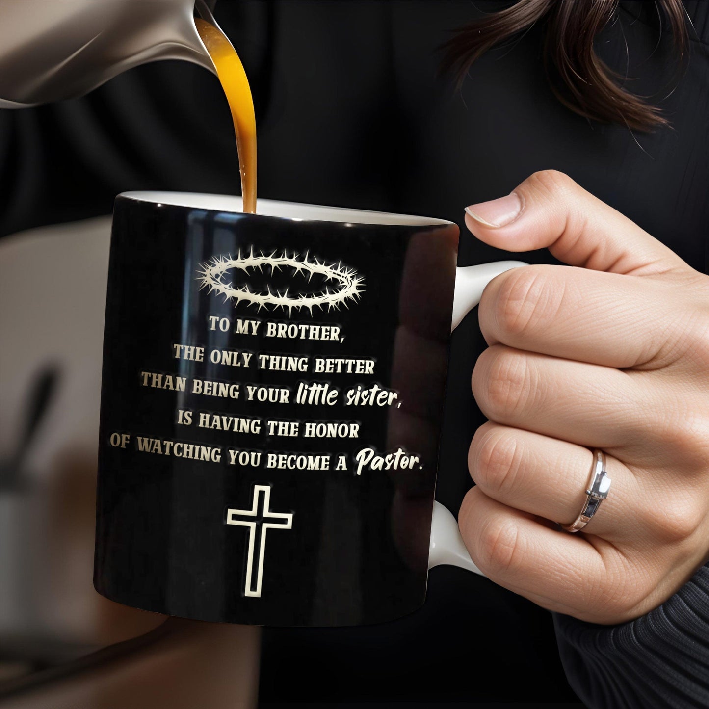 To My Brother, The Only Thing Better Than Being Your Little Sister, Cross And Holy Bible - Personalized Custom Coffee Mug - FTH097_MG