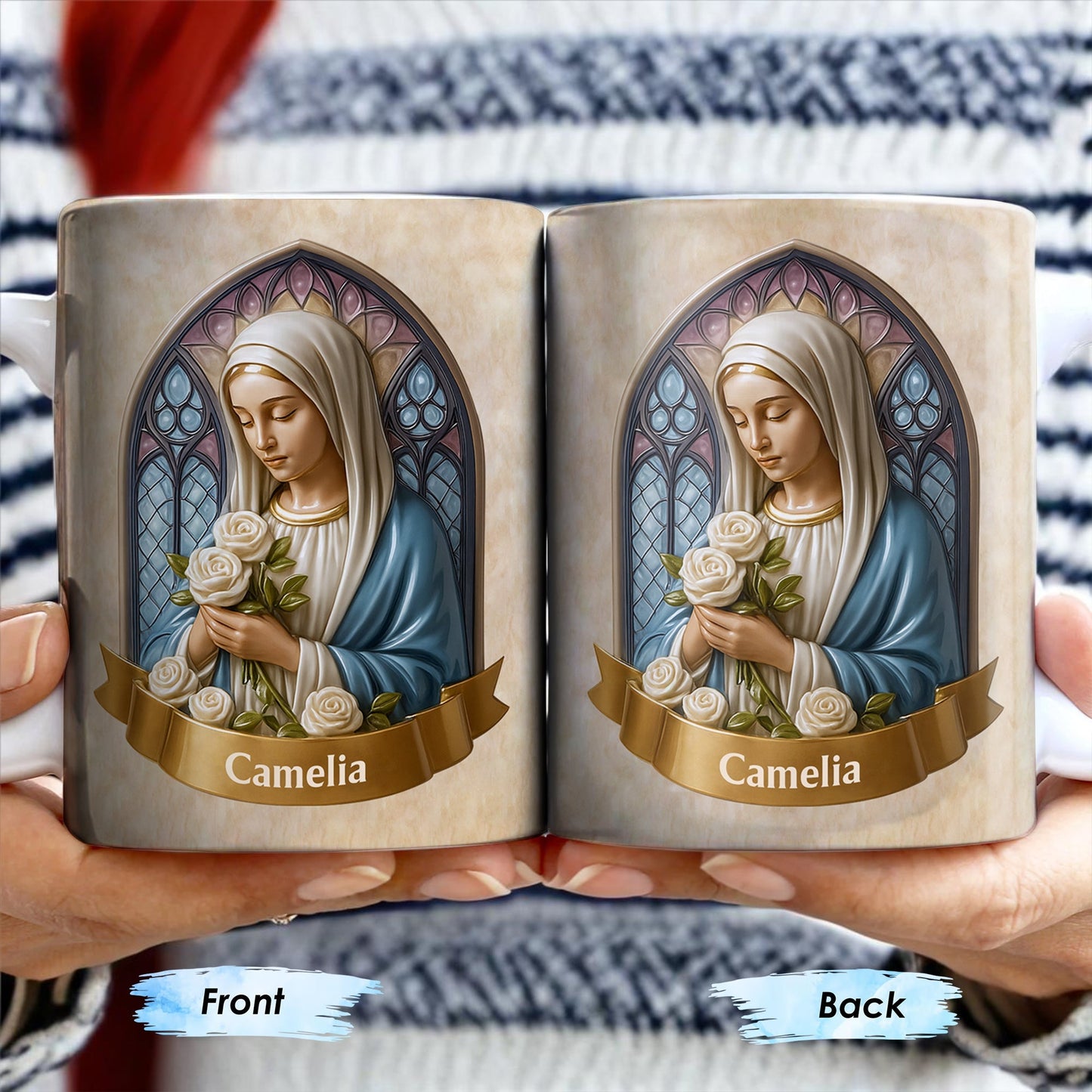 Celebrate Faith and Devotion, Stained Glass Religious Figure - Personalized Custom Coffee Mug - FTH098_MG