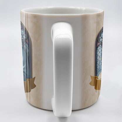 Celebrate Faith and Devotion, Stained Glass Religious Figure - Personalized Custom Coffee Mug - FTH098_MG