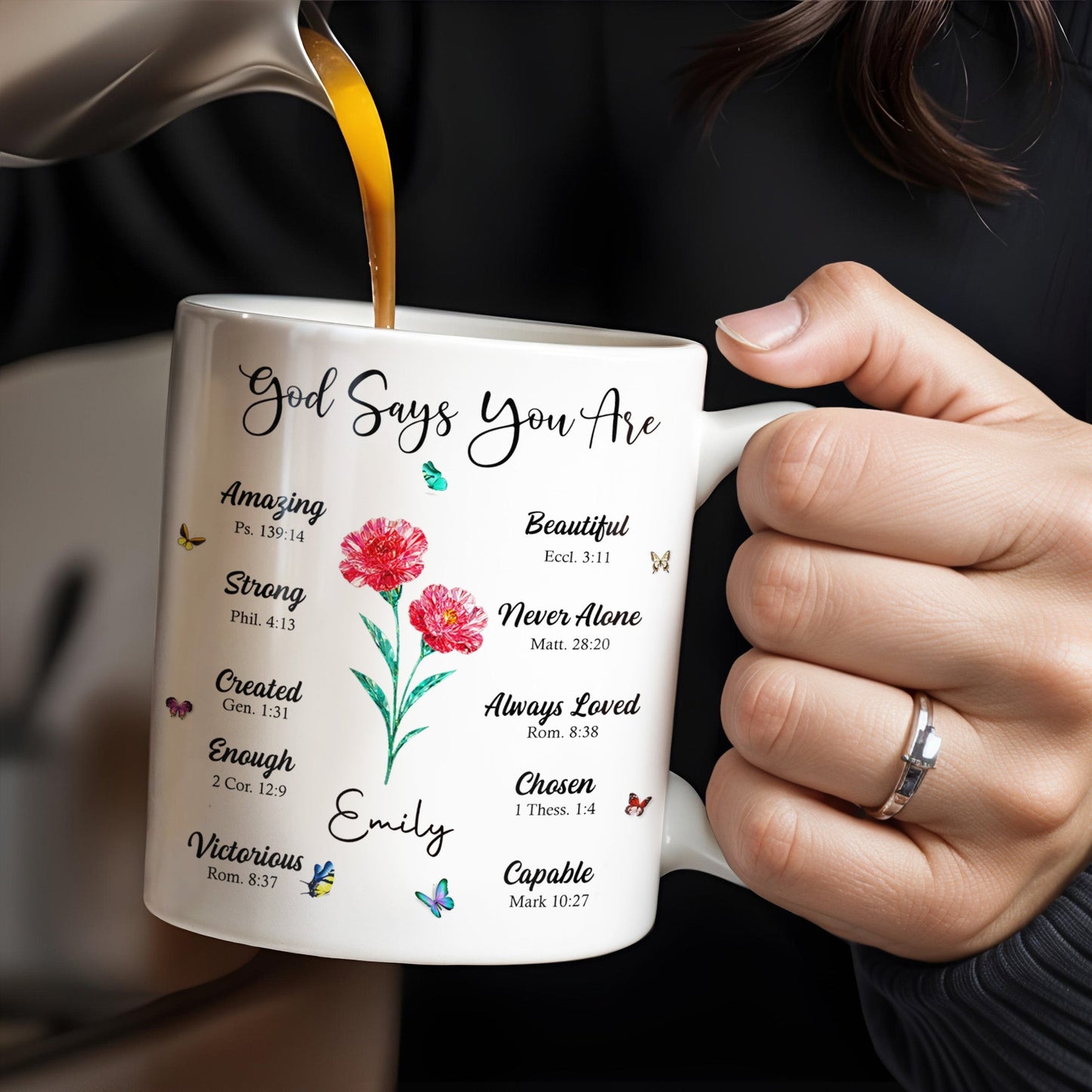 God Says You Are Amazing, Beautiful, Strong Mug - Personalized Custom Coffee Mug - FTH114_MG