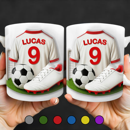 Celebrate Your Passion For Soccer With This Vibrant Soccer Jersey, Soccer Ball, And Soccer Cleats - Personalized Custom Coffee Mug - FTN007_MG
