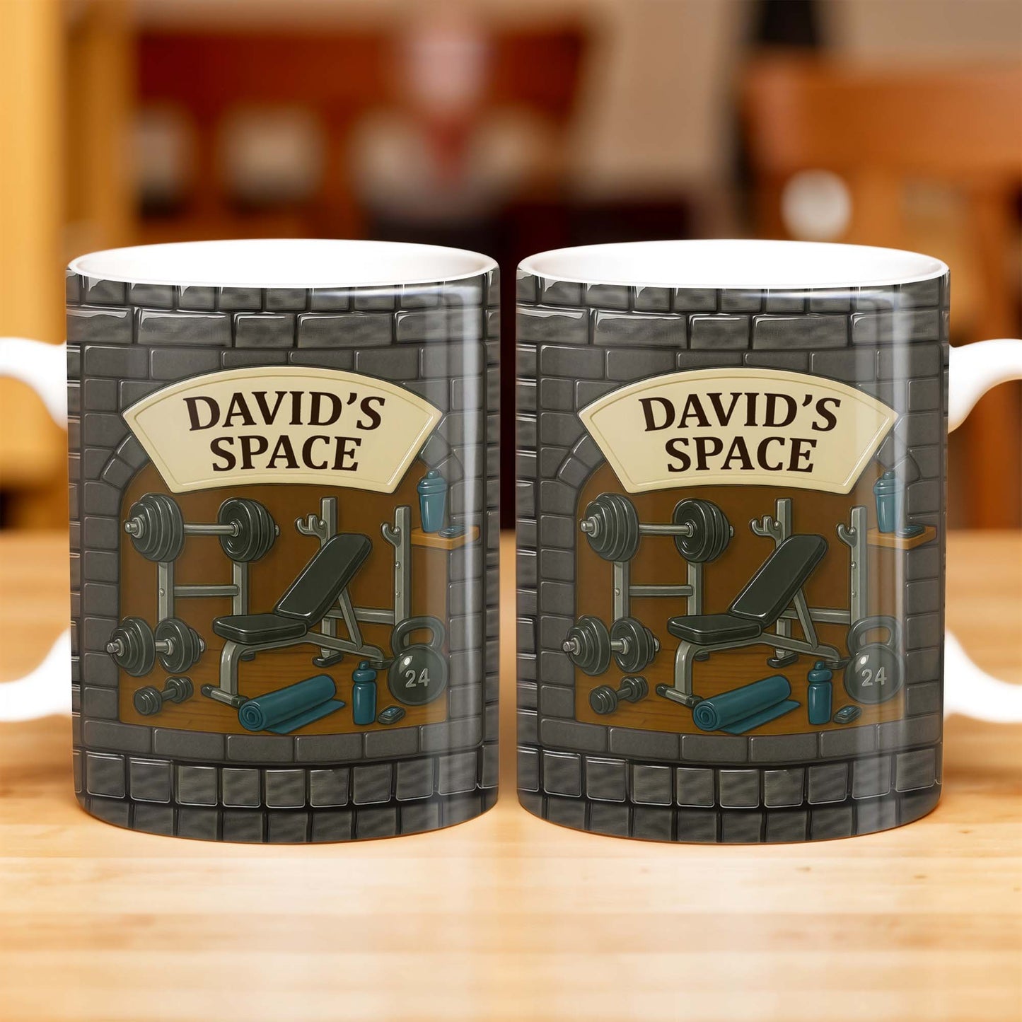 David's Space, Gym Equipment and Dumbbells - Personalized Custom Coffee Mug - FTN009_MG