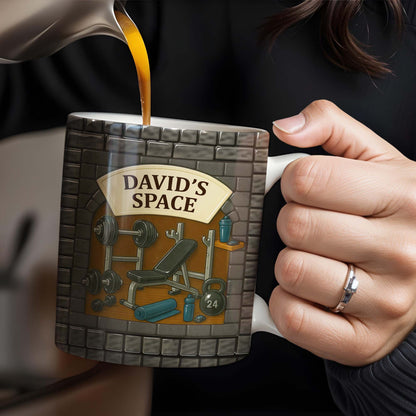 David's Space, Gym Equipment and Dumbbells - Personalized Custom Coffee Mug - FTN009_MG