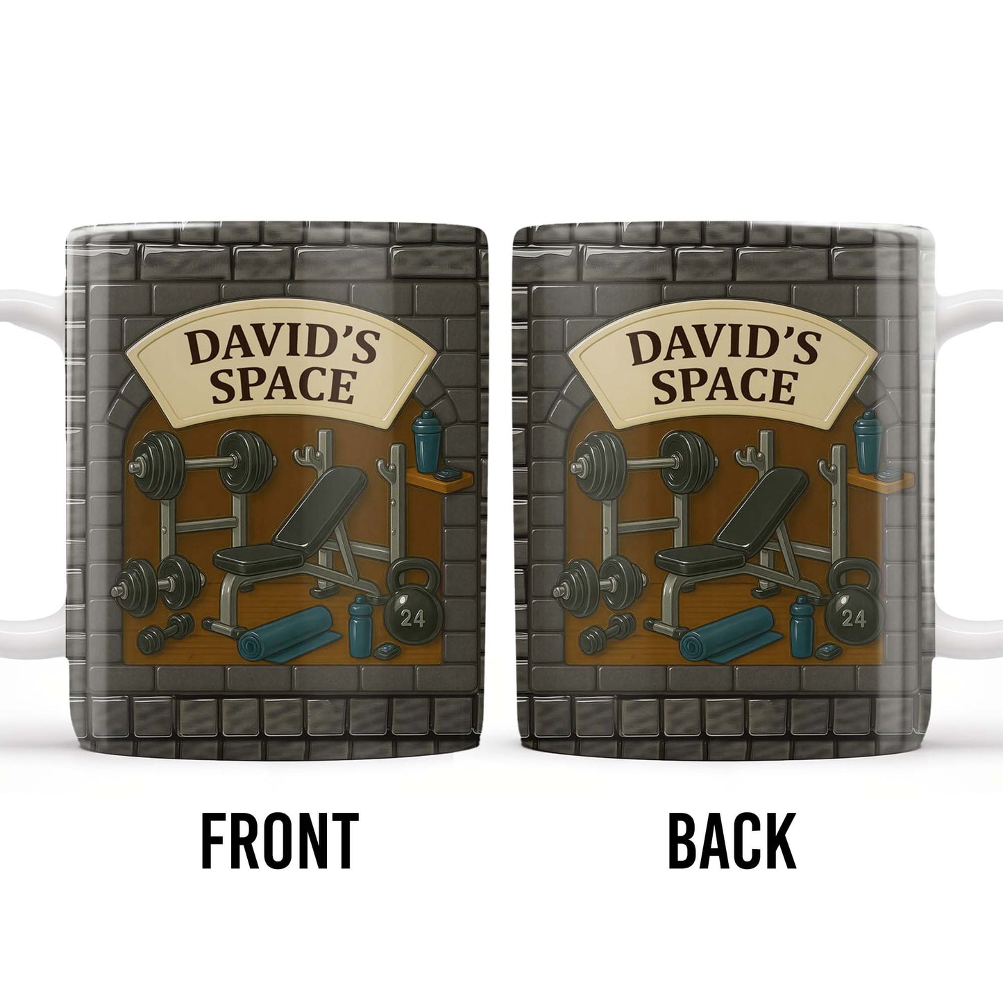 David's Space, Gym Equipment and Dumbbells - Personalized Custom Coffee Mug - FTN009_MG