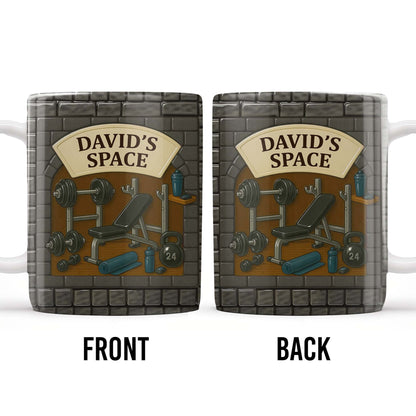 David's Space, Gym Equipment and Dumbbells - Personalized Custom Coffee Mug - FTN009_MG