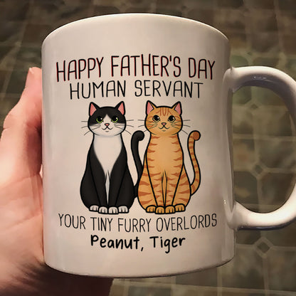 Cute Sitting Cats Happy Father's Day Human Servant Personalized Mug