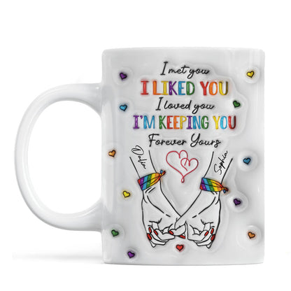 LGBT Couple Hands Pinky Promise Personalized 3D Inflated Effect Printed Mug