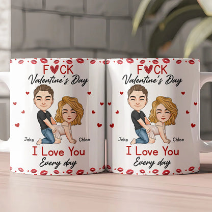 Ceramic Mug With Playful Valentine Hearts and Kiss Prints, Personalized Couple Gift, Funny Romantic Daily Coffee Surprise
