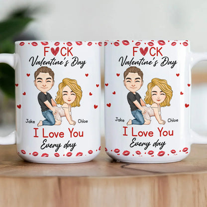 Ceramic Mug With Playful Valentine Hearts and Kiss Prints, Personalized Couple Gift, Funny Romantic Daily Coffee Surprise