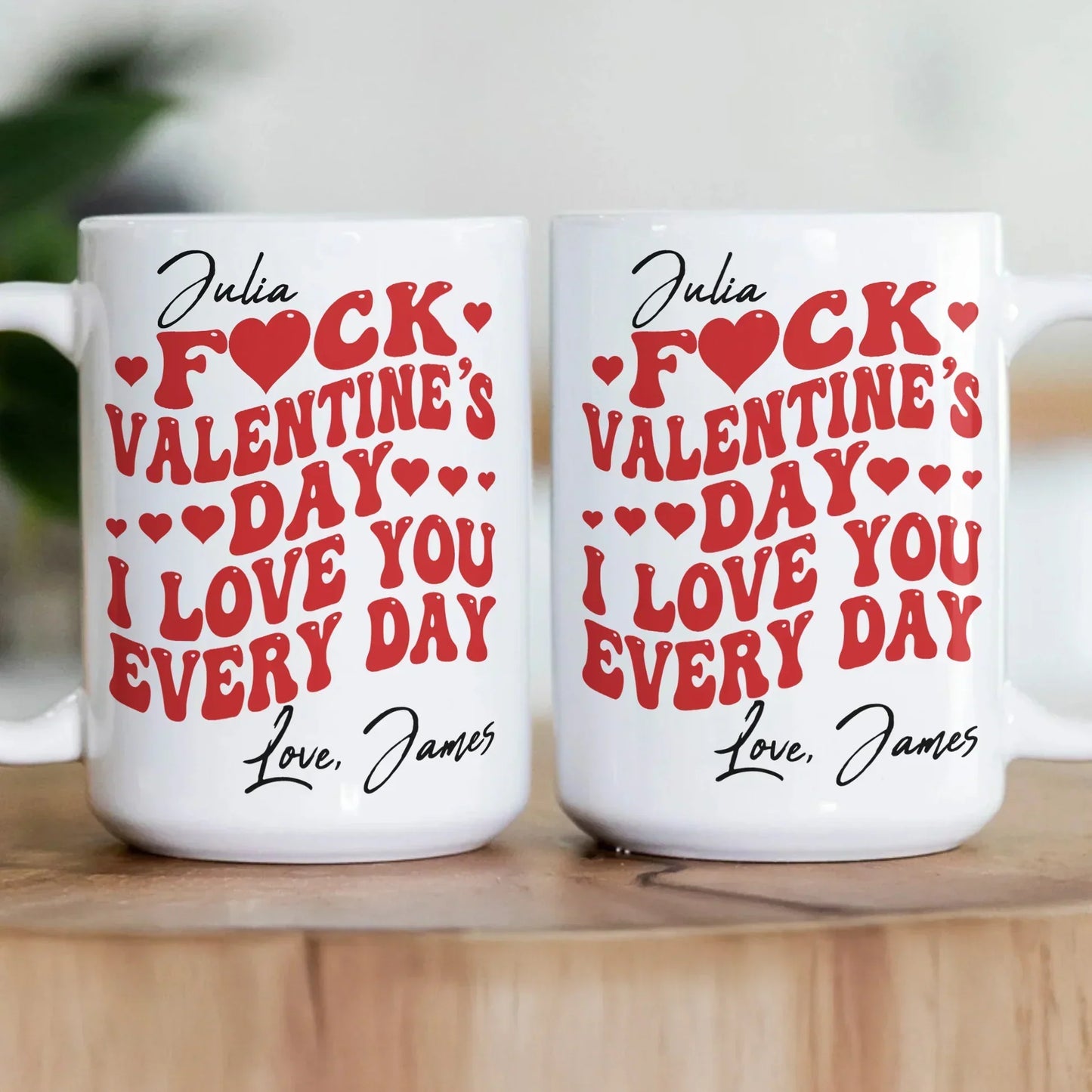 Personalized White Ceramic Mug Retro Love Quote Valentine's Day Gift - Custom Name Funny Cute Hearts Design for Girlfriend Wife