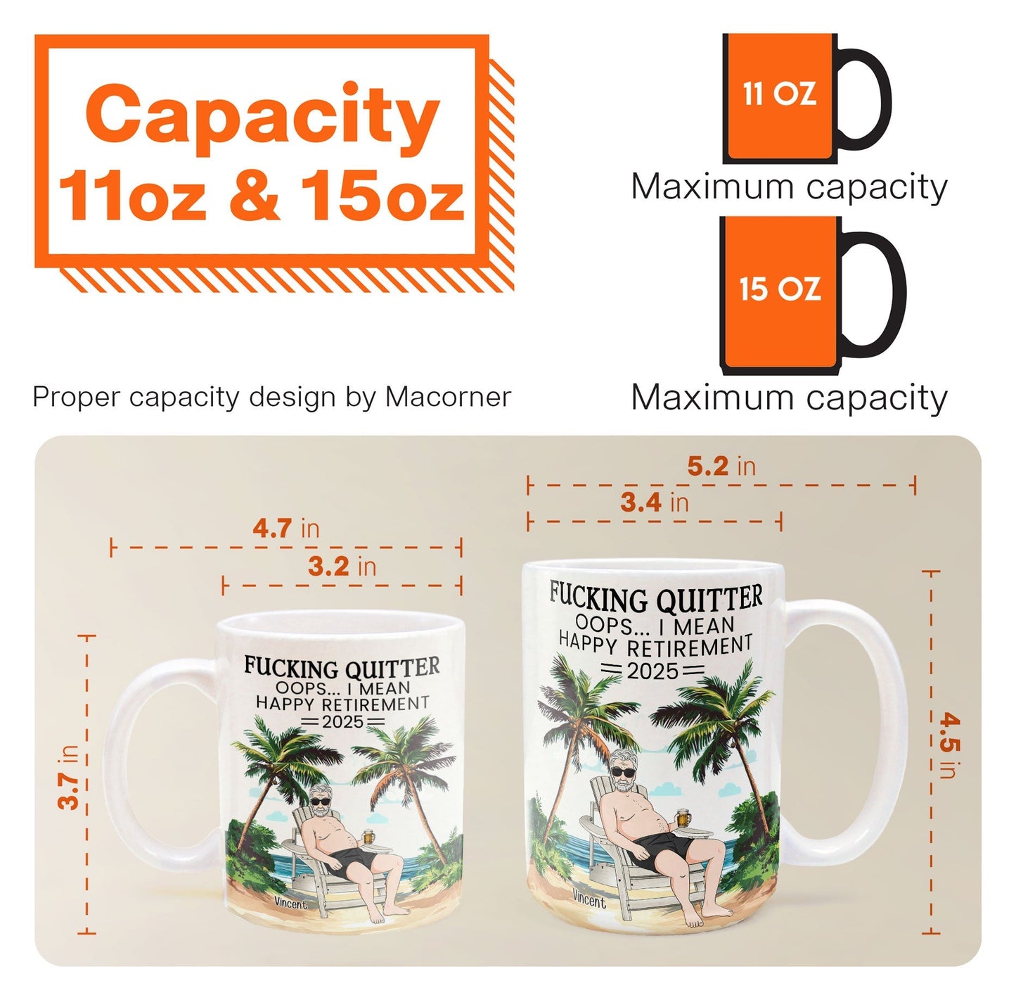 F*cking Quitter Oops I Mean Happy Retirement Beach Scene - Personalized Mug