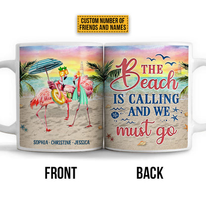 Flamingo Bestie The Beach Is Calling Custom Mug