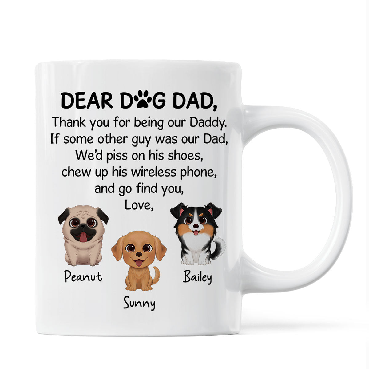 Watercolor Cute Dogs Dear Dog Dad Gift Personalized Mug