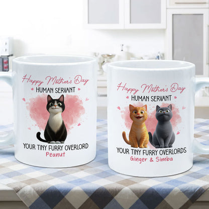 Pink Tone Happy Mother's Day Human Servant Cartoon Funny Cats Personalized Mug