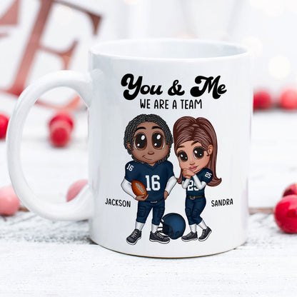 Personalized Y2K Football Couple Mug, Gift for Couples