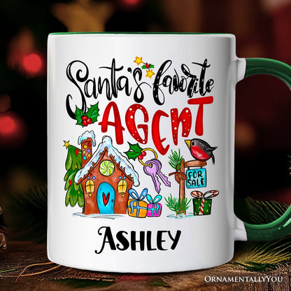 Santa's Favorite Real Estate Agent Personalized Mug, Appreciation Gift for Realtor and Sales Closing with Custom Name