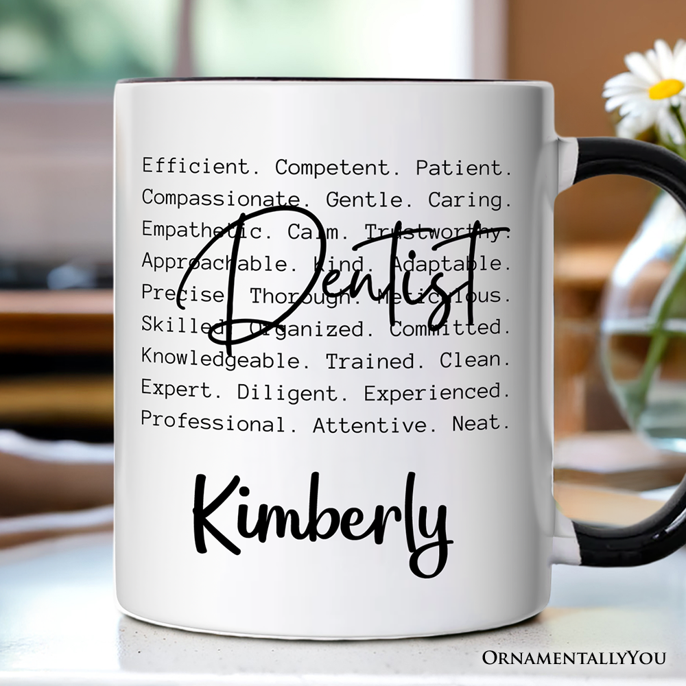 Dentist Definition Personalized Mug, Dental Appreciation Words Gift with Custom Name