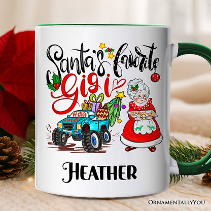 Santa's Favorite Gigi Christmas Personalized Mug, Grandma Appreciation Gift with Custom Name