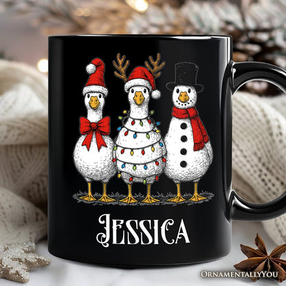 Vintage Christmas Silly Goose Personalized Mug, Snowman Spoof Winter Gift with Custom Name