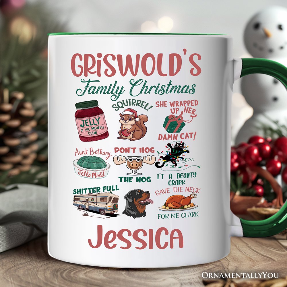 Griswold's Family Christmas Personalized Mug, Funny Retro Vacation Movie Quote Gift with Custom Name