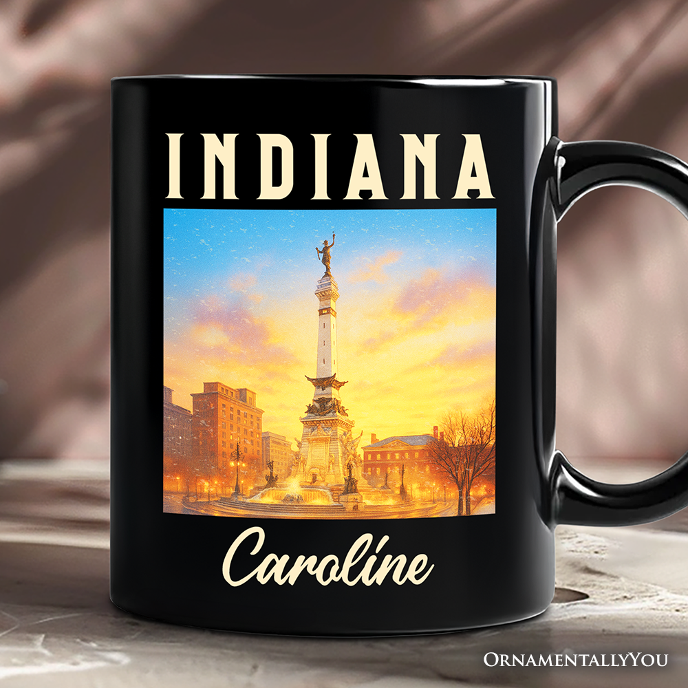 Historic Indiana State Soldiers and Sailors Monument Personalized Mug, Patriotic Gift and Indianapolis Landmark Souvenir with Custom Name