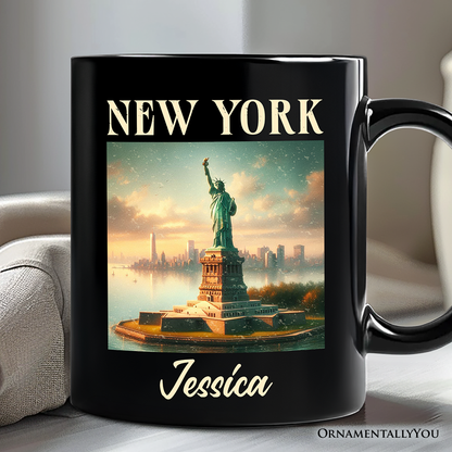 Iconic New York State Statue of Liberty Personalized Mug, Patriotic American Landmark Gift and Heritage Souvenir with Custom Name