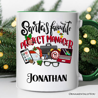 Santa's Favorite Project Manager Personalized Mug, Business Team Coordinator Gift with Custom Name