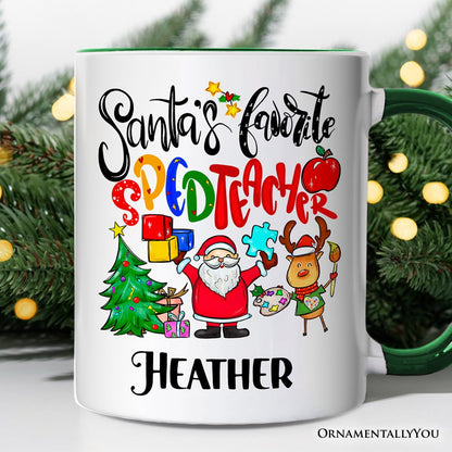Santa's Favorite Special Education Teacher Personalized Mug, Children with Autism Christmas Gift with Custom Name