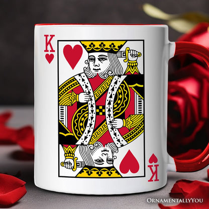 King of Hearts Card Personalized Mug, Classic Retro Love Valentine Gift with Custom Name