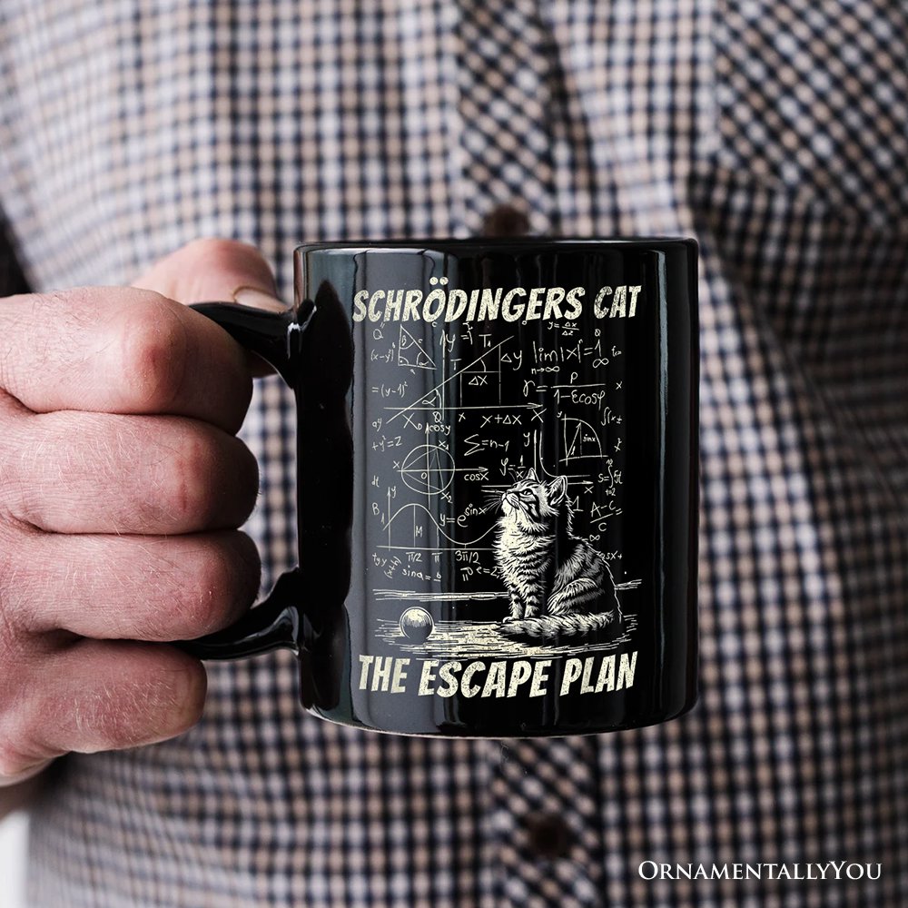 Cat The Escape Plan Physics Humor Personalized Mug, Funny Science Nerd Gift with Custom Name