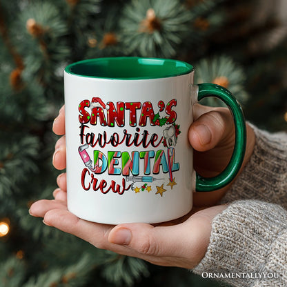 Santa's Favorite Dental Crew Christmas Personalized Mug, Dentist Office Gift with Custom Name
