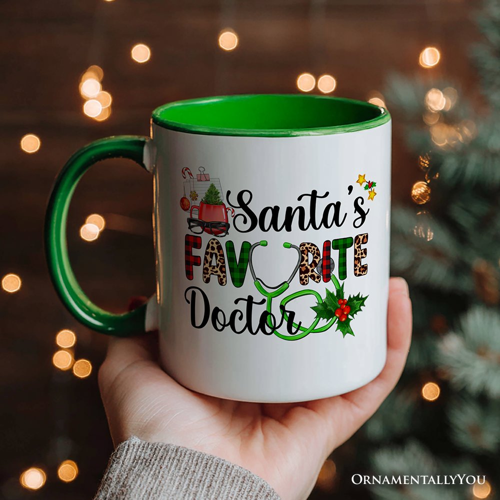 Santa's Favorite Doctor Christmas Personalized Mug, Appreciation Gift for Medical Worker with Custom Name