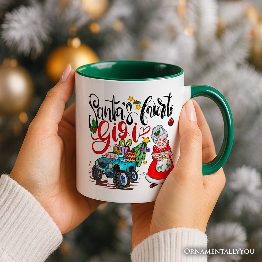 Santa's Favorite Gigi Christmas Personalized Mug, Grandma Appreciation Gift with Custom Name