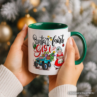 Santa's Favorite Gigi Christmas Personalized Mug, Grandma Appreciation Gift with Custom Name