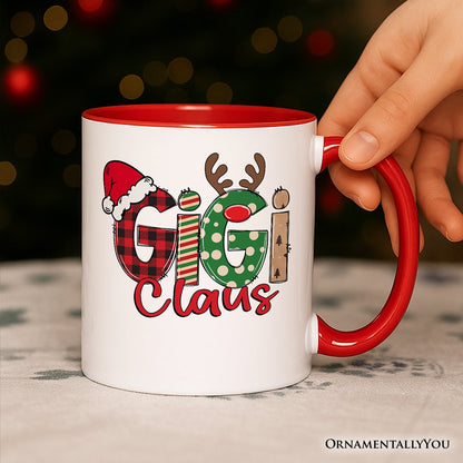 Gigi Claus Retro Christmas Personalized Mug, Matching Family Holiday Gift with Custom Name