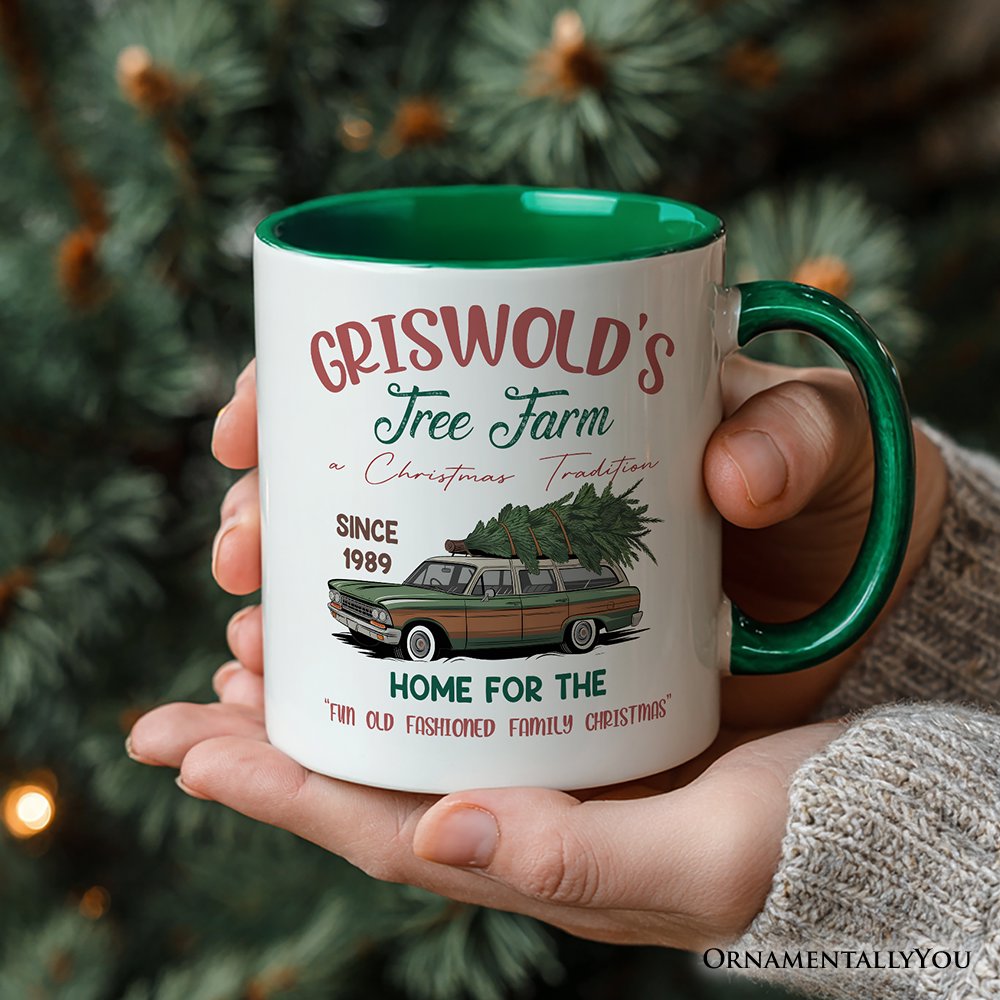 Griswold's Tree Farm Personalized Mug, Retro Family Christmas Vacation Gift with Custom Name