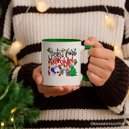 Santa's Favorite Hairstylist Christmas Personalized Mug, Hairdresser Appreciation Gift with Custom Name