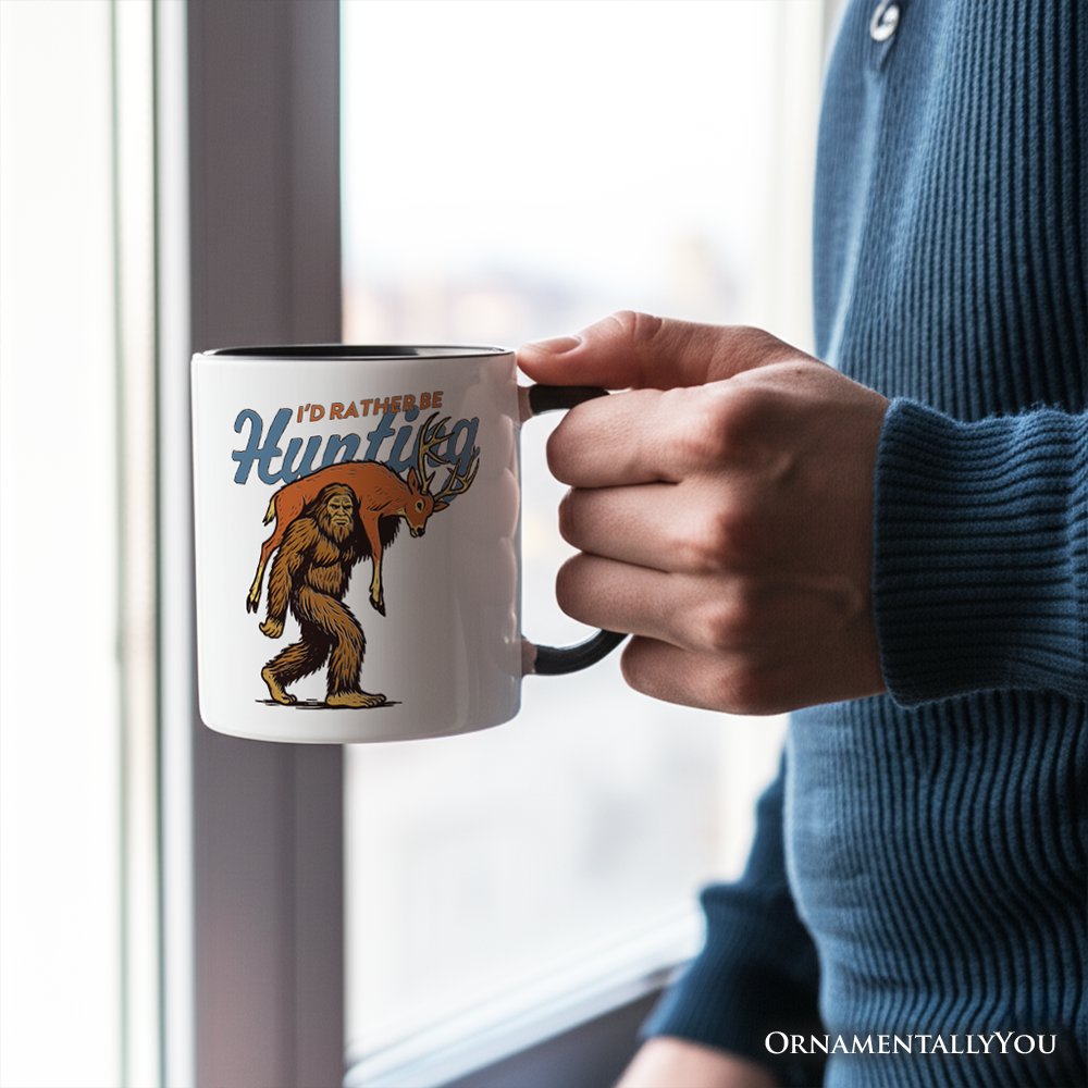 I'd Rather Be Hunting Bigfoot Personalized Mug, Funny Sasquatch Hunter Gift with Custom Name