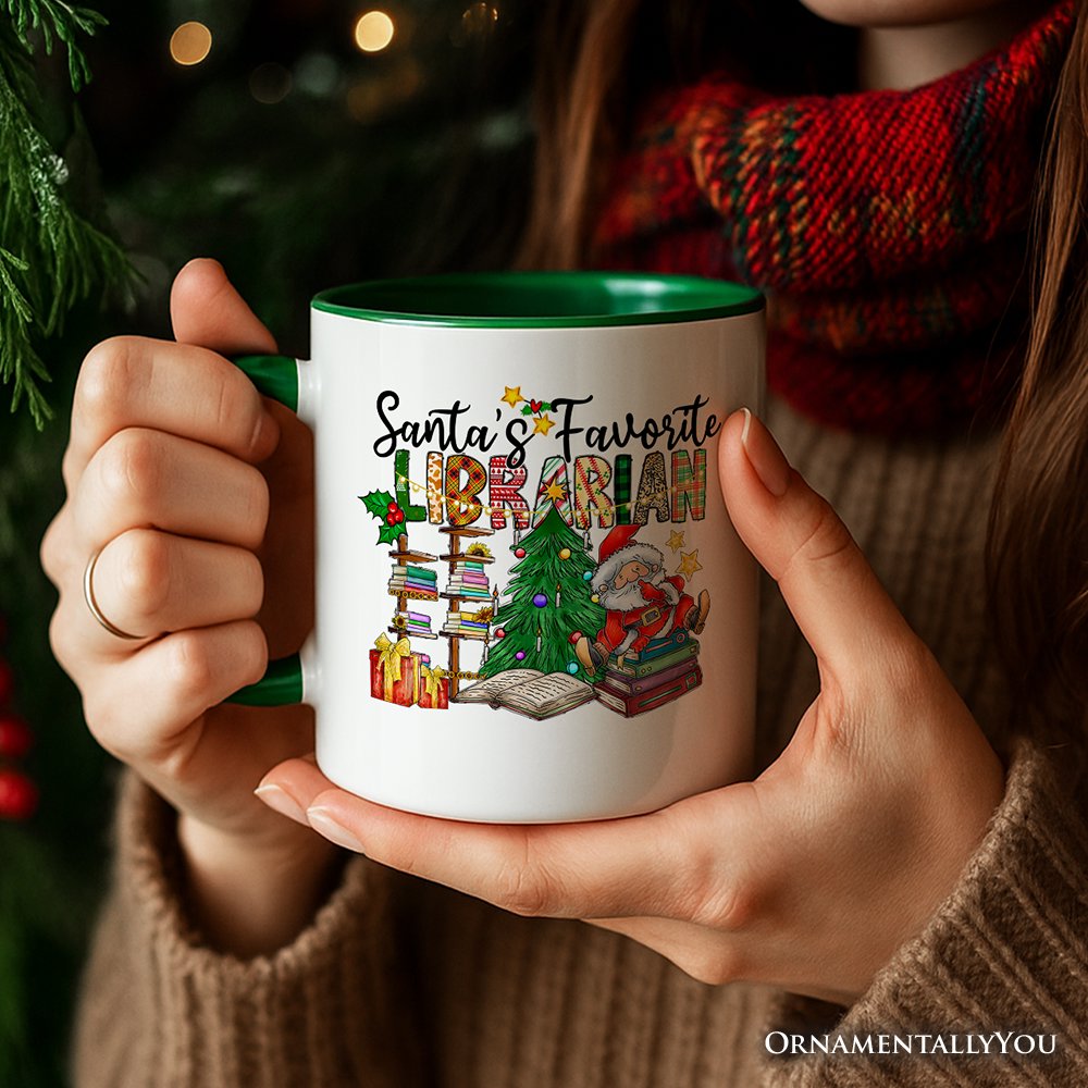 Santa's Favorite Librarian Christmas Personalized Mug, Fun Library Gift with Custom Name