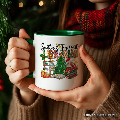 Santa's Favorite Librarian Christmas Personalized Mug, Fun Library Gift with Custom Name