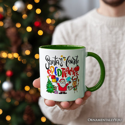 Santa's Favorite Special Education Teacher Personalized Mug, Children with Autism Christmas Gift with Custom Name