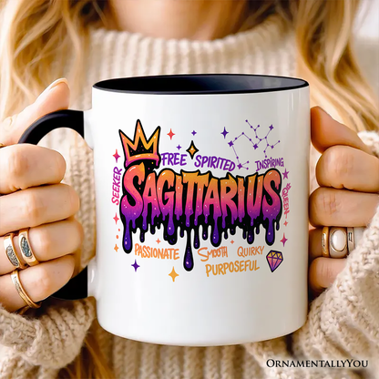 Sagittarius Graffiti Zodiac Personalized Mug, Street Style Astrology Horoscope Gift with Custom Name