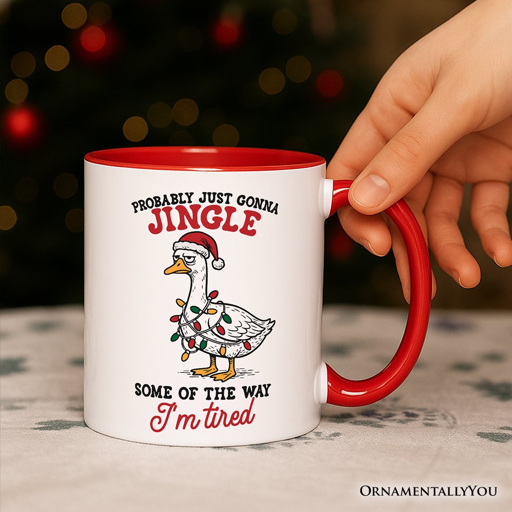 I'm Tired Sarcastic Christmas Goose Personalized Mug, Funny Holiday Humor Gift with Custom Name