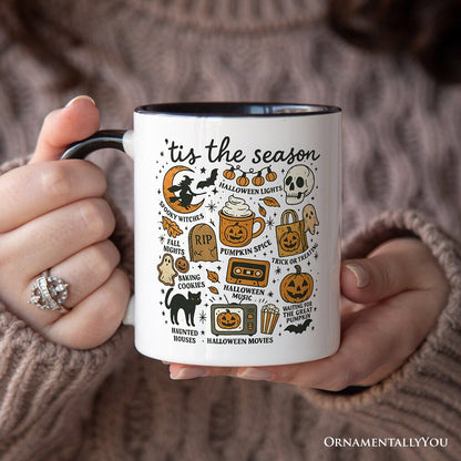 Tis the Season Retro Spooky Halloween Personalized Mug, Autumn Vibes Essentials Gift with Custom Name
