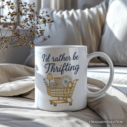 I'd Rather Be Thrifting Personalized Mug, Vintage Thrift Shop Lover Gift with Custom Name