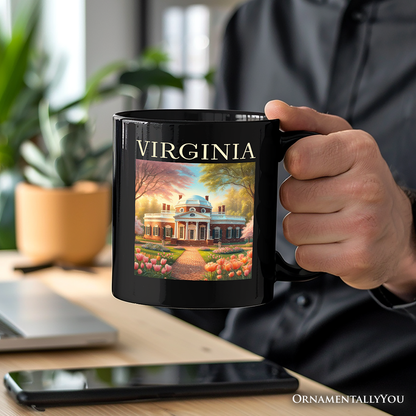 Classic Virginia State Jefferson's Monticello Personalized Mug, Southern Charm Gift and American History Keepsake with Custom Name