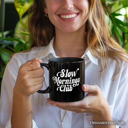 Slow Mornings Club Personalized Mug, Cozy Vintage Aesthetic Gift with Custom Name