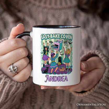 Retro Easy-Bake Coven Horror Movie Personalized Mug, Funny Retro Witch Halloween Gift with Custom Name
